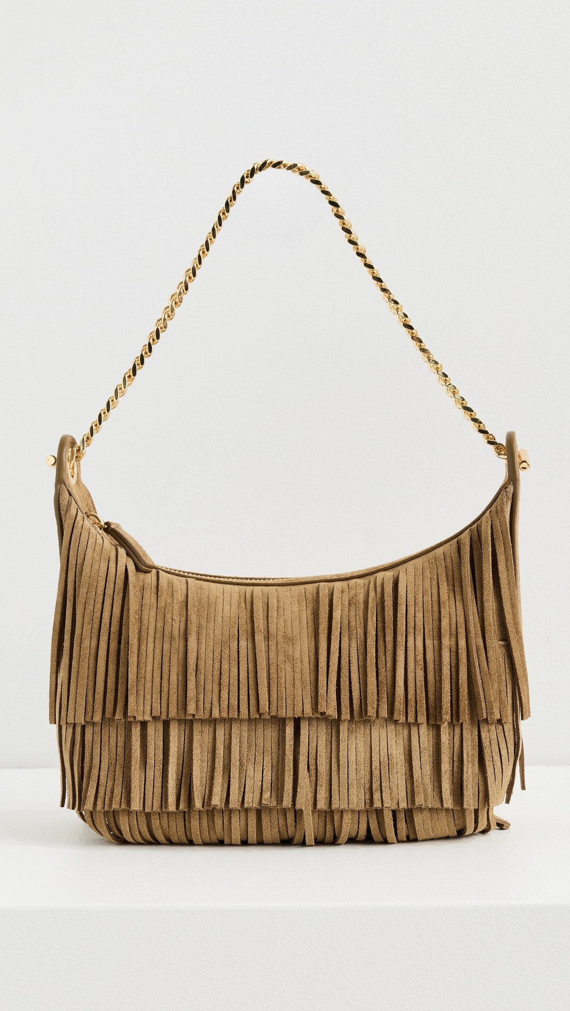 Small Suede Fringe Fortune Hobo Bag - 1