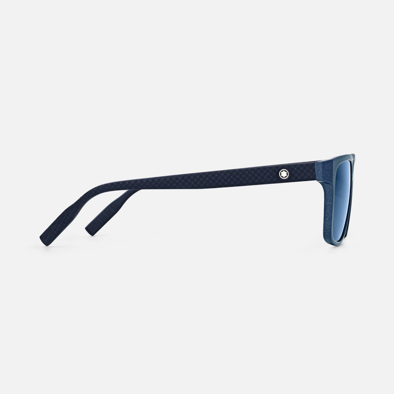 Montblanc Rectangular Sunglasses with Blue-Colored Injected Frame outlook
