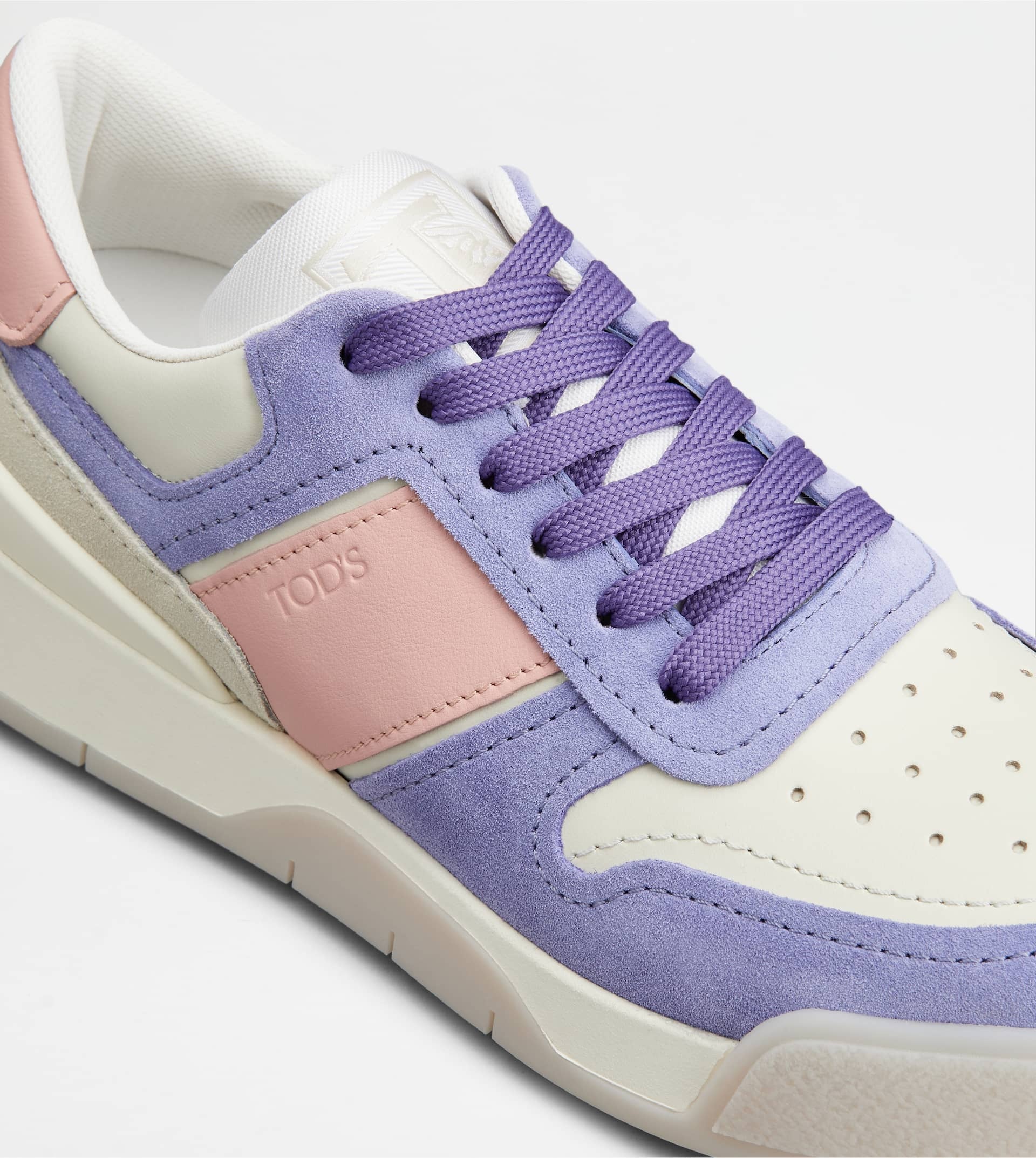 SNEAKERS IN SUEDE AND SMOOTH LEATHER - VIOLET, PINK, OFF WHITE - 5