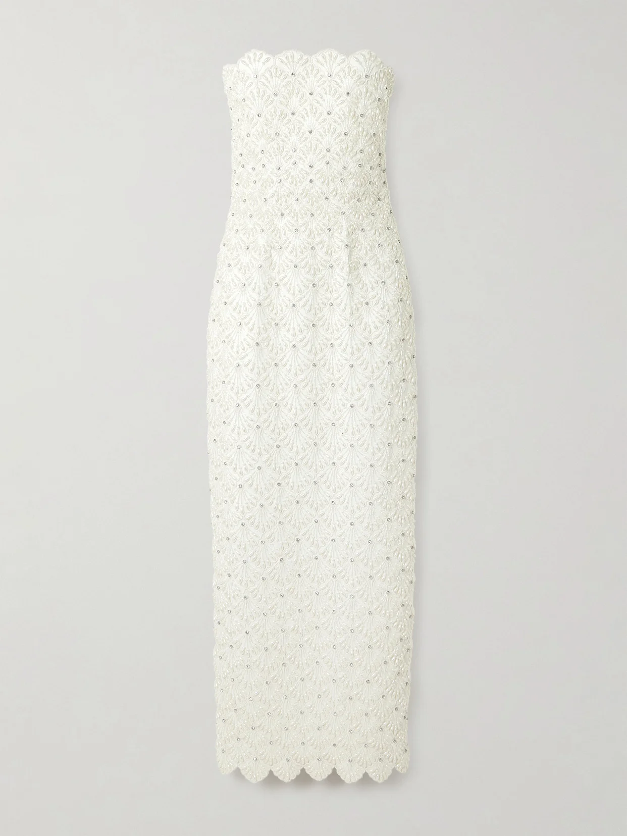 Strapless Scalloped Embellished Taffeta Gown - 1