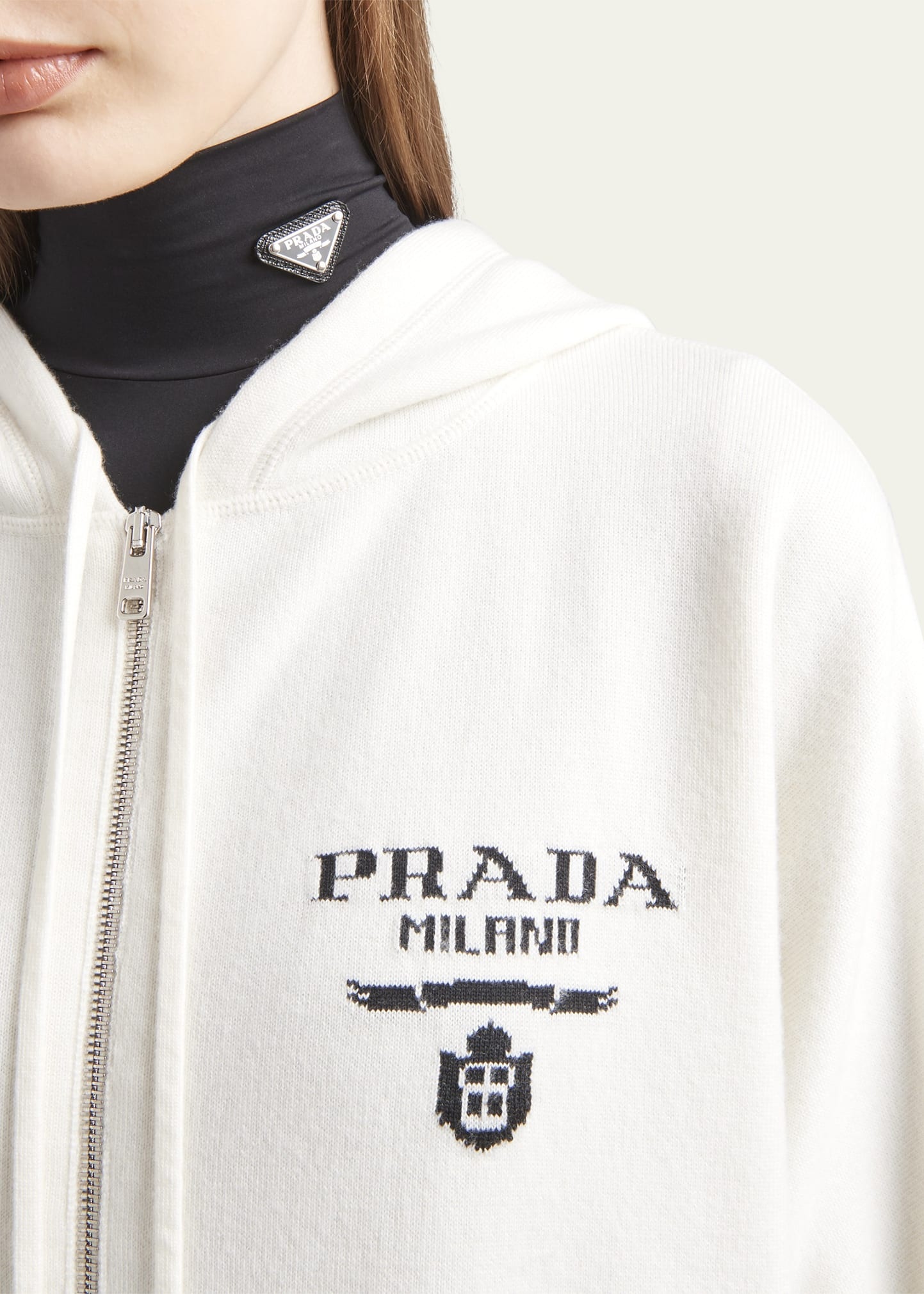 Cashmere Zip-Up Sweatshirt with Logo Detail - 4