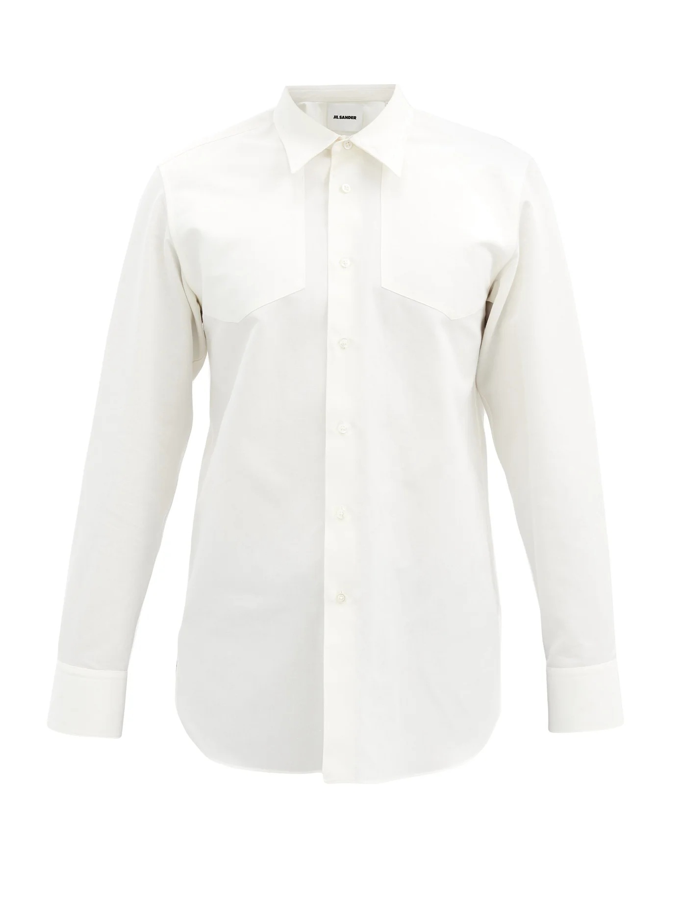 Embroidered-collar cotton-blend shirt - 1