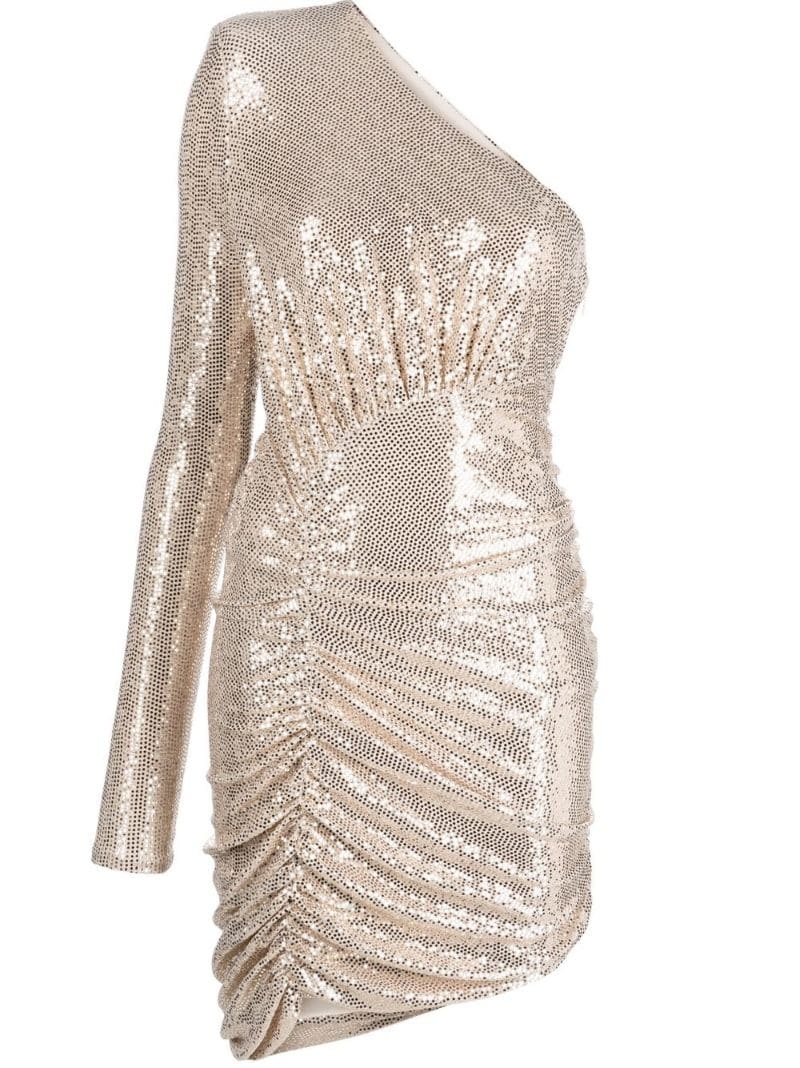 sequin-embellished one-shoulder minidress - 1