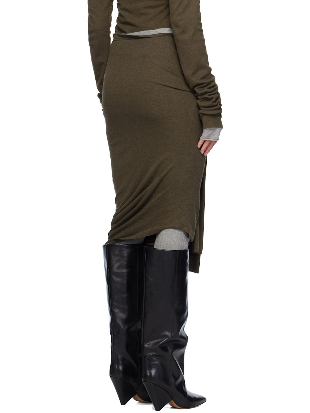 Khaki Banana Twist Midi Skirt - 3
