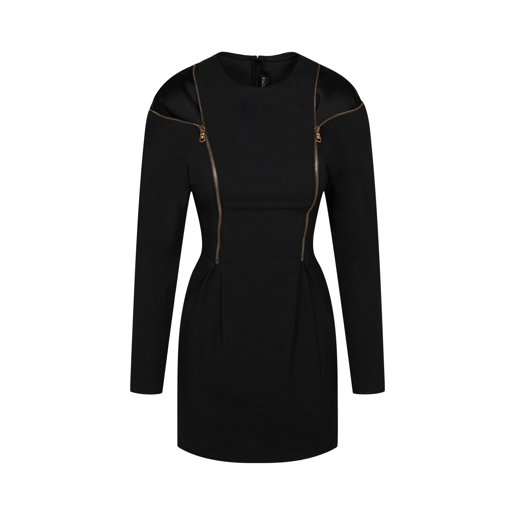 Versace Double Zip Long-Sleeve Cocktail Dress 'Black' - 1