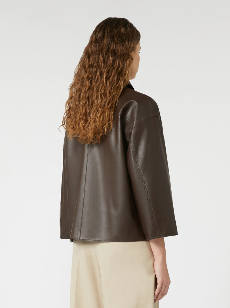 Boxy-fit Nappa leather jacket - CHOCOLATE 4