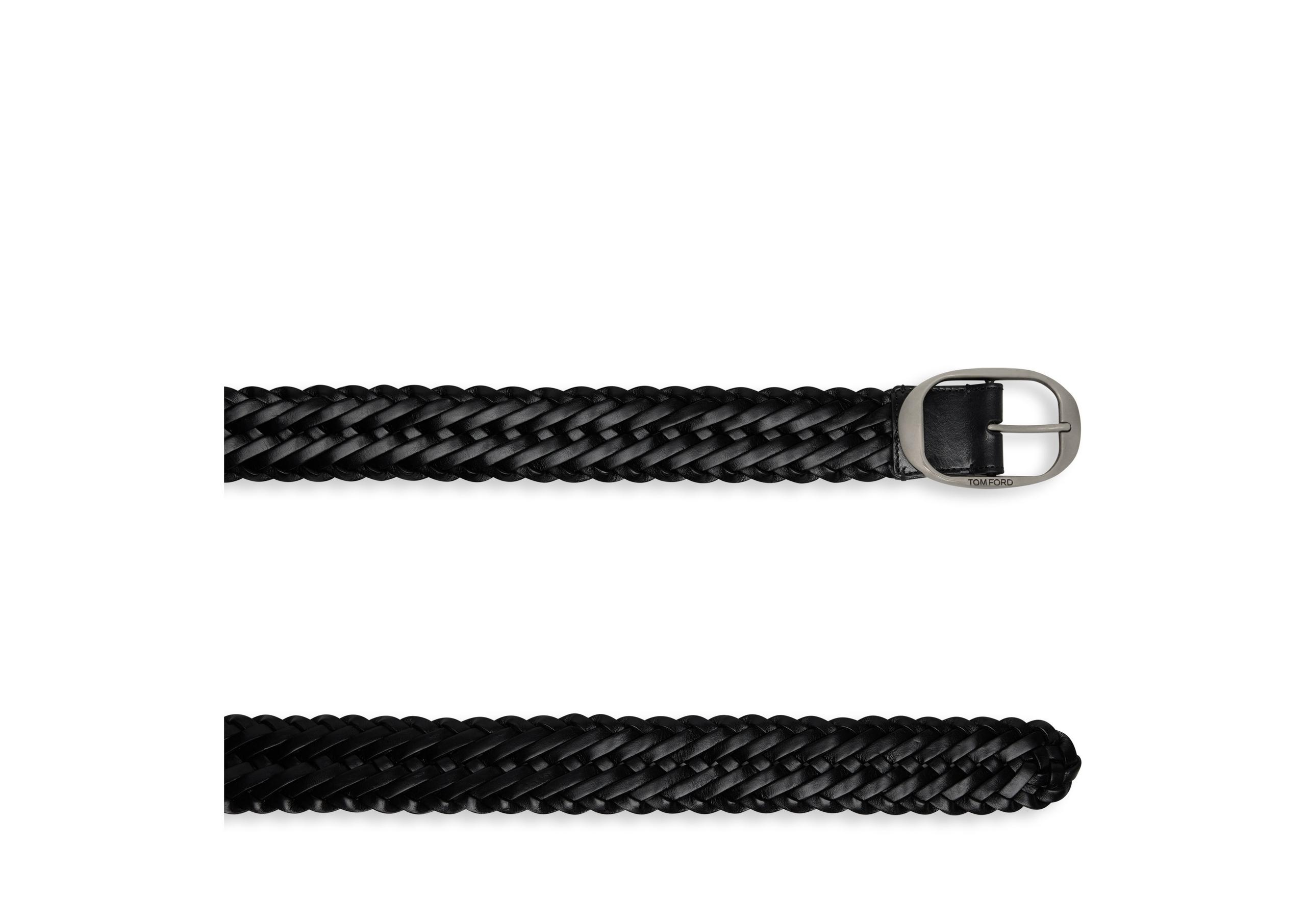 WOVEN LEATHER OVAL BELT - 2