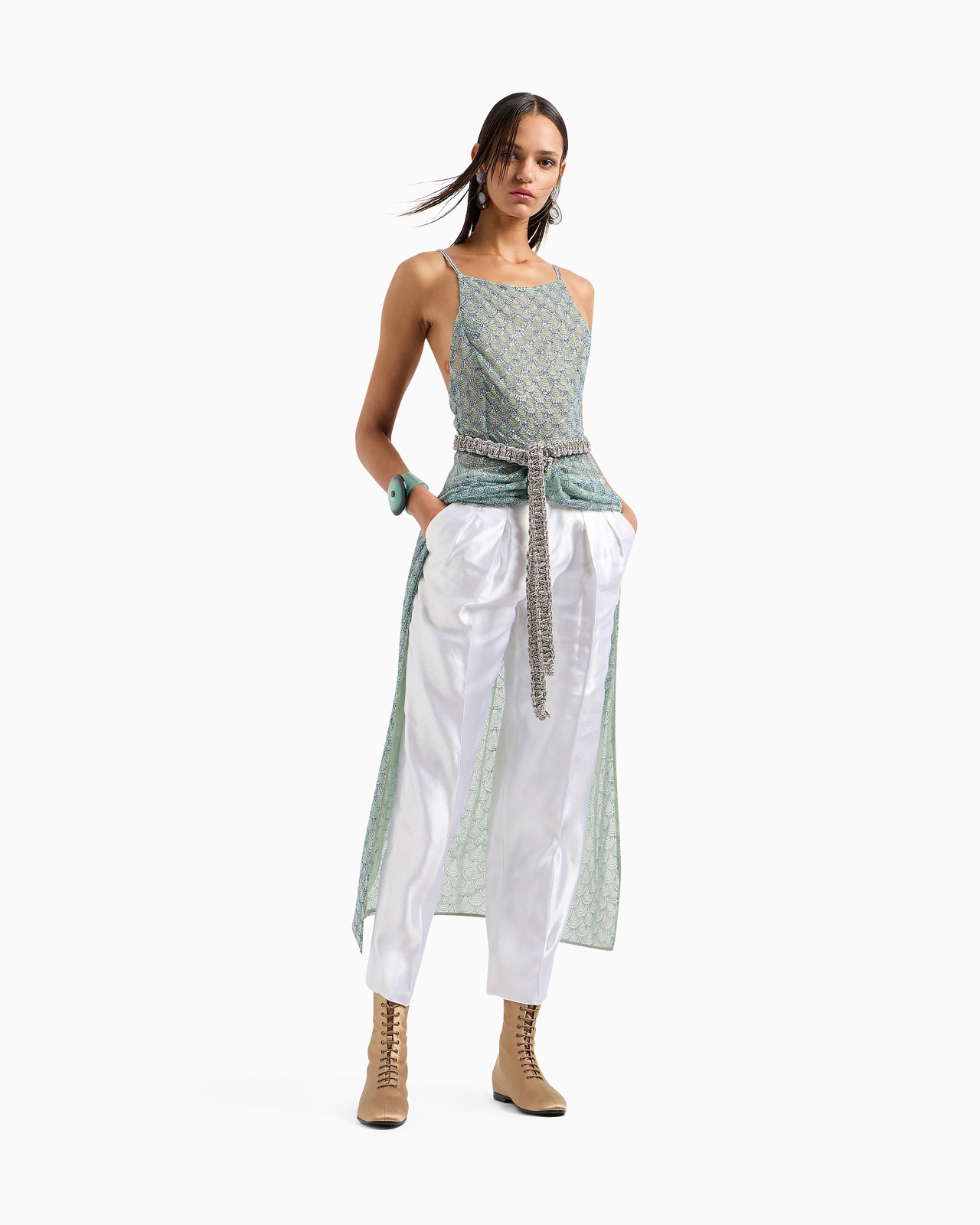 Embroidered-tulle long dress - 2