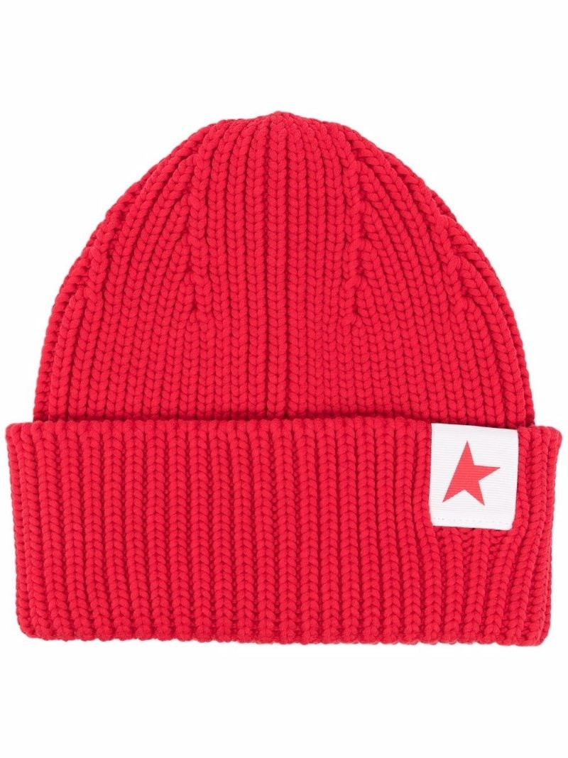 logo-patch ribbed beanie 1