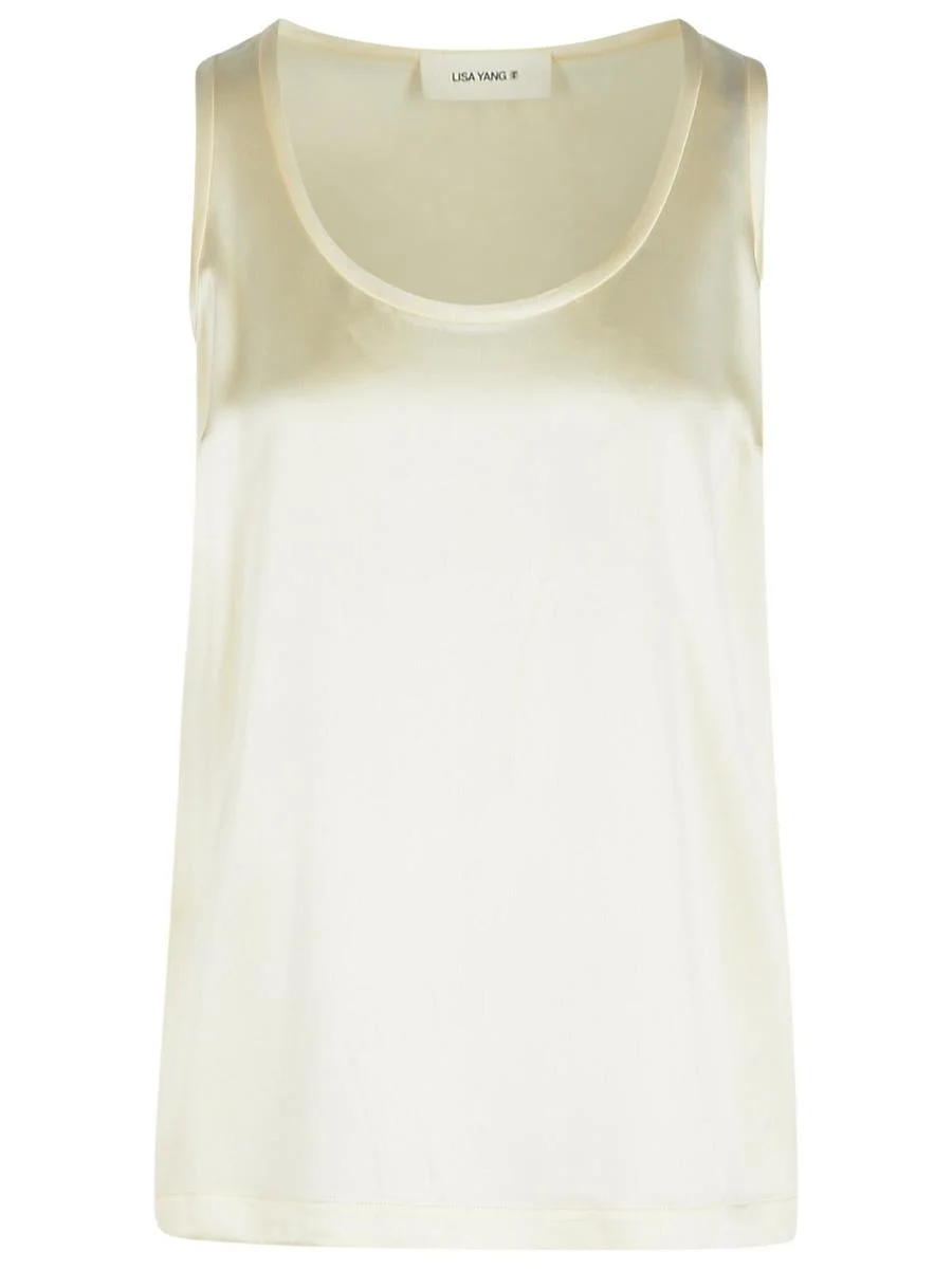 Lisa Yang 'Scoop' Ivory Silk Tank Top - 1