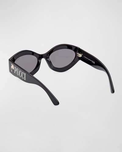 PUCCI Logo Acetate & Metal Oval Sunglasses outlook