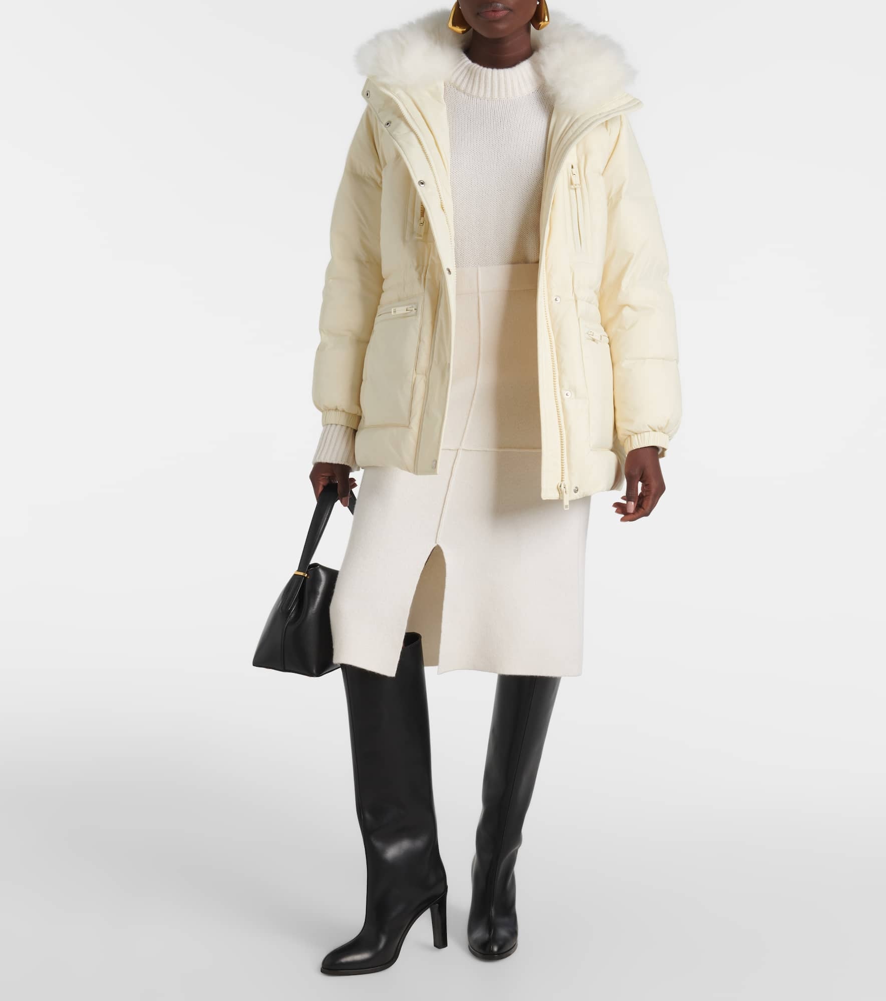 Shearling-trimmed down jacket - 2