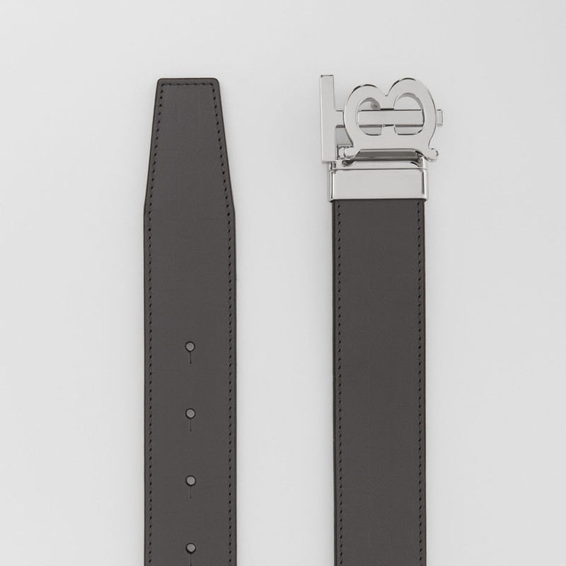 Reversible Monogram Motif Embossed Leather Belt 9