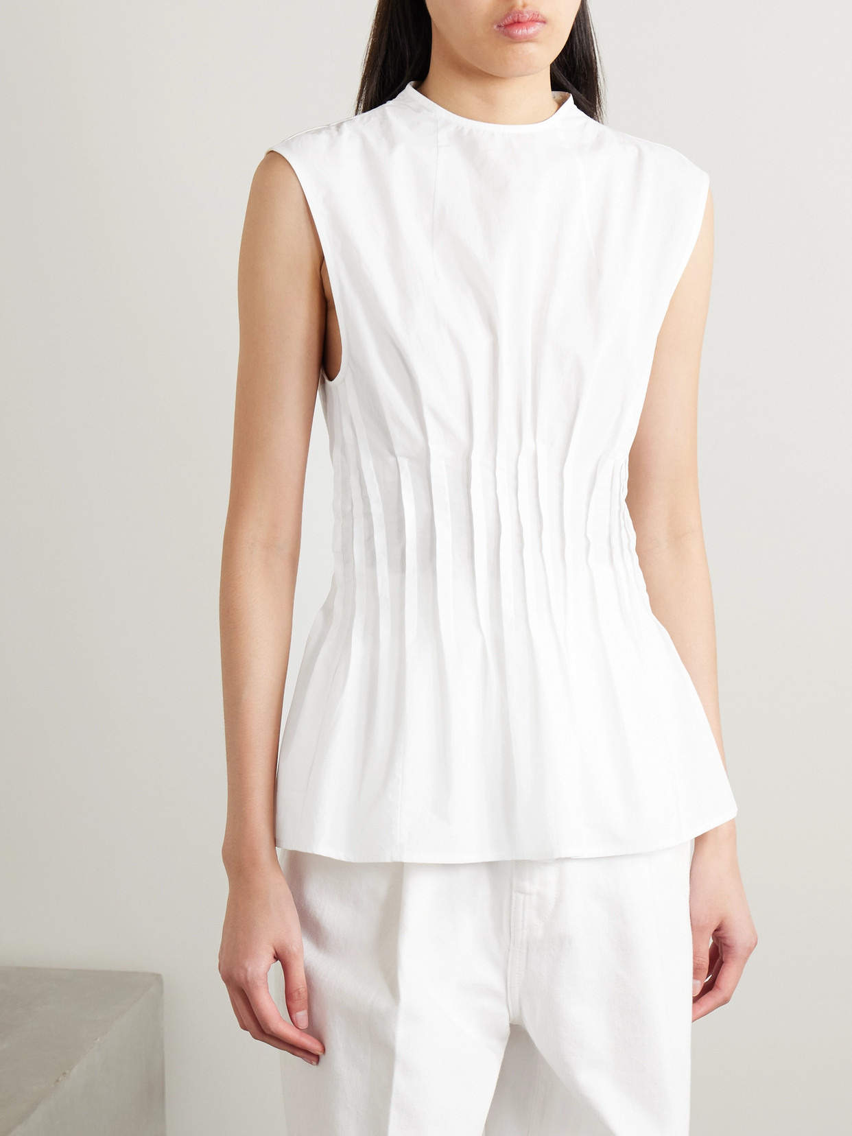Westin Pintucked Cotton-poplin Top - 4
