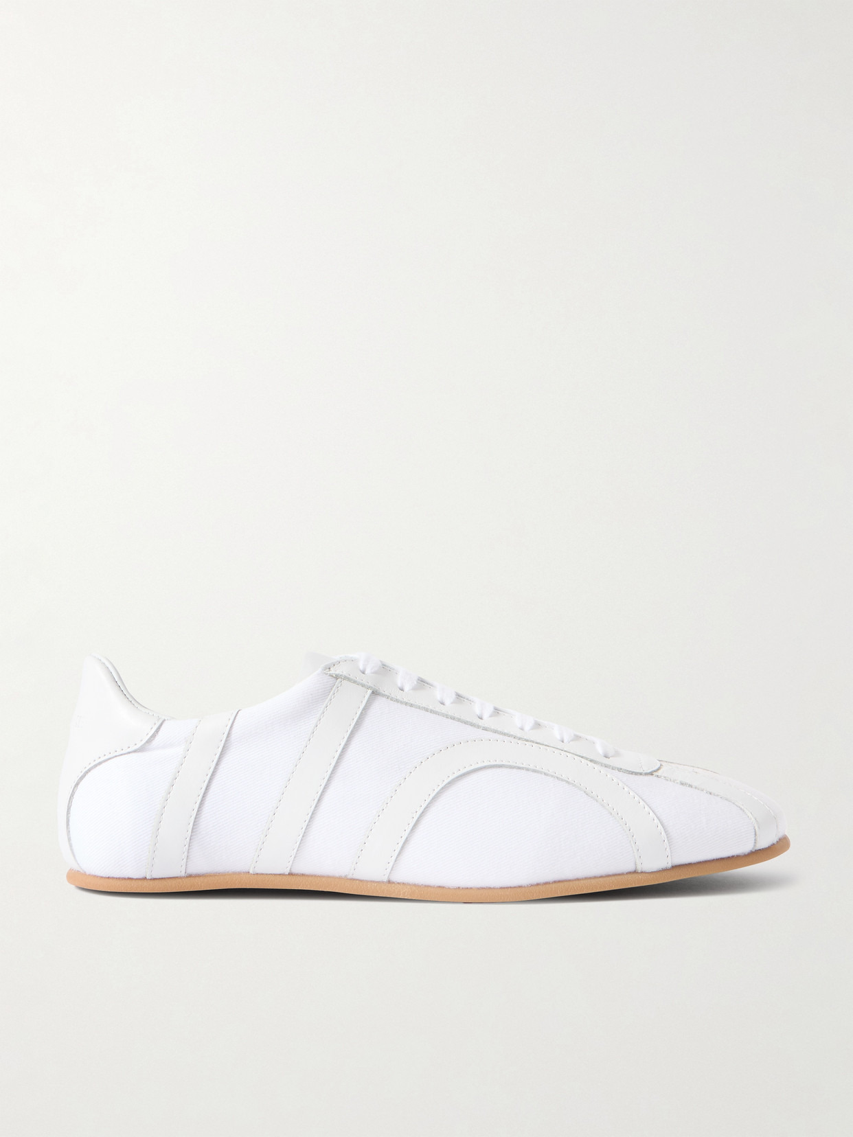 Leather-trimmed Cotton-canvas Sneakers - 1