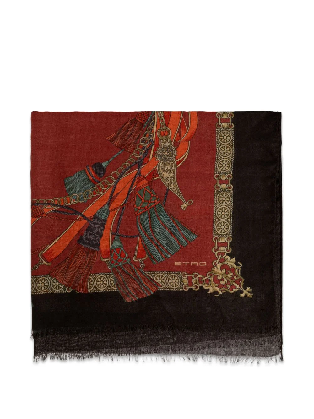 graphic-print frayed scarf - 1