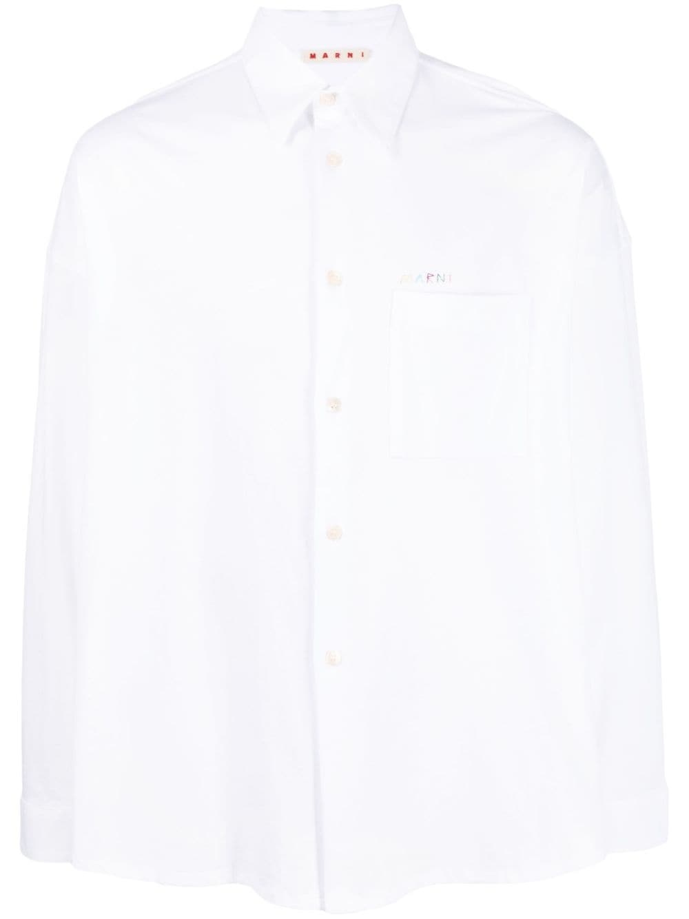 embroidered-logo cotton shirt - 1