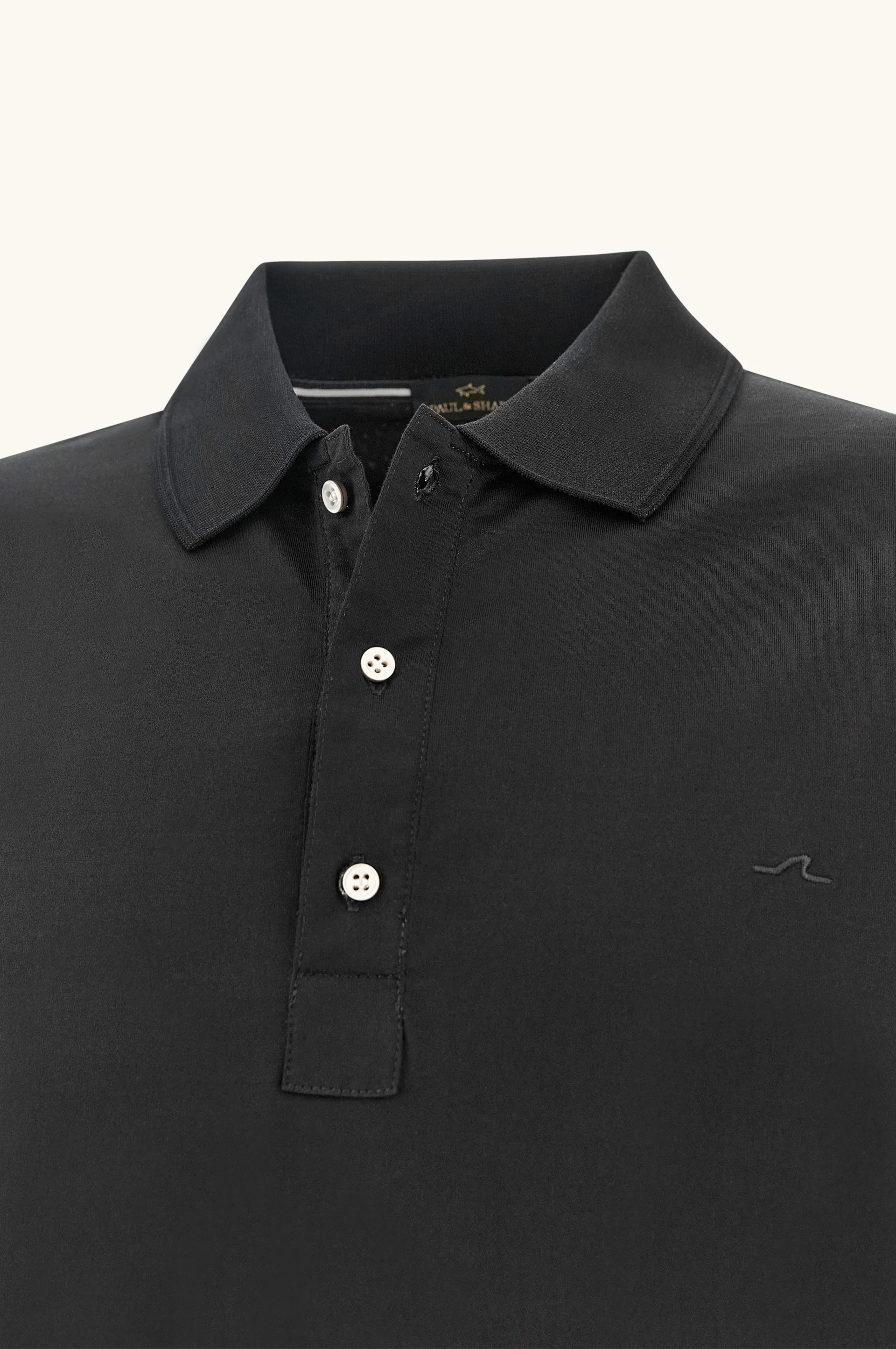 DOUBLE MERCERISED COTTON JERSEY POLO SHIRT WITH SHARK FIN EMBROIDERY - 1