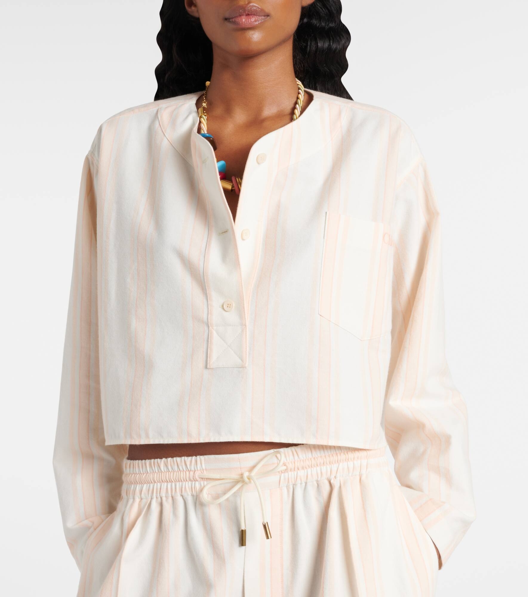 Striped cotton crop top - 5