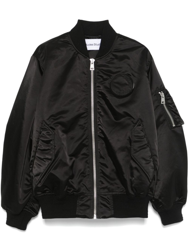 logo-patch bomber jacket 1