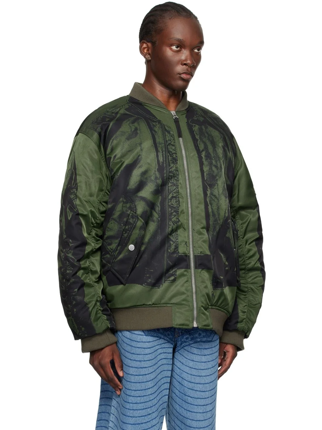 Jean Paul Gaultier Khaki 'The Trompe-L'œil' Bomber Jacket | REVERSIBLE
