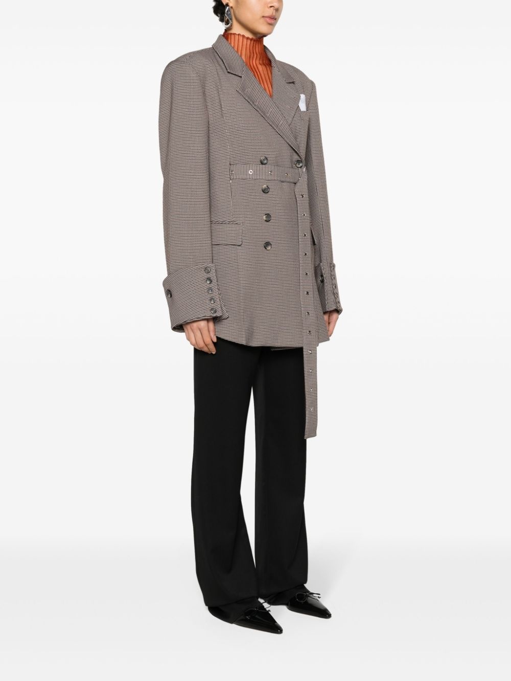 houndstooth double-breasted blazer - 3