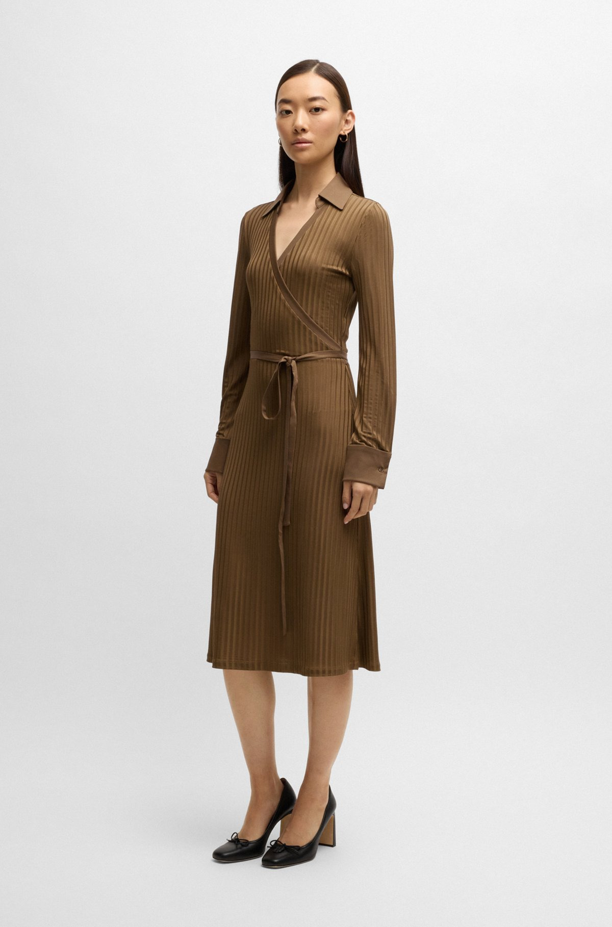 WRAP DRESS IN LUSTROUS RIBBED JERSEY - 2