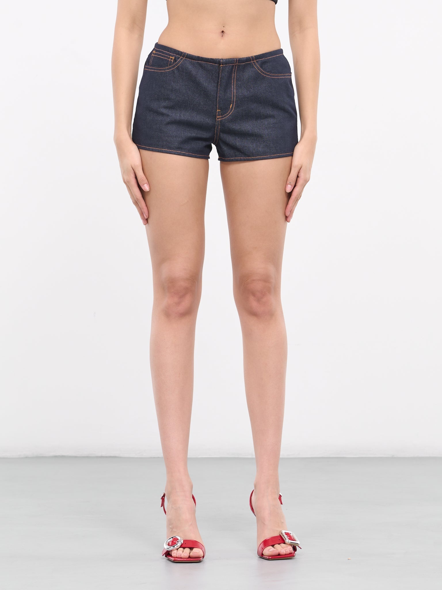 Low-Rise Denim Shorts - 1