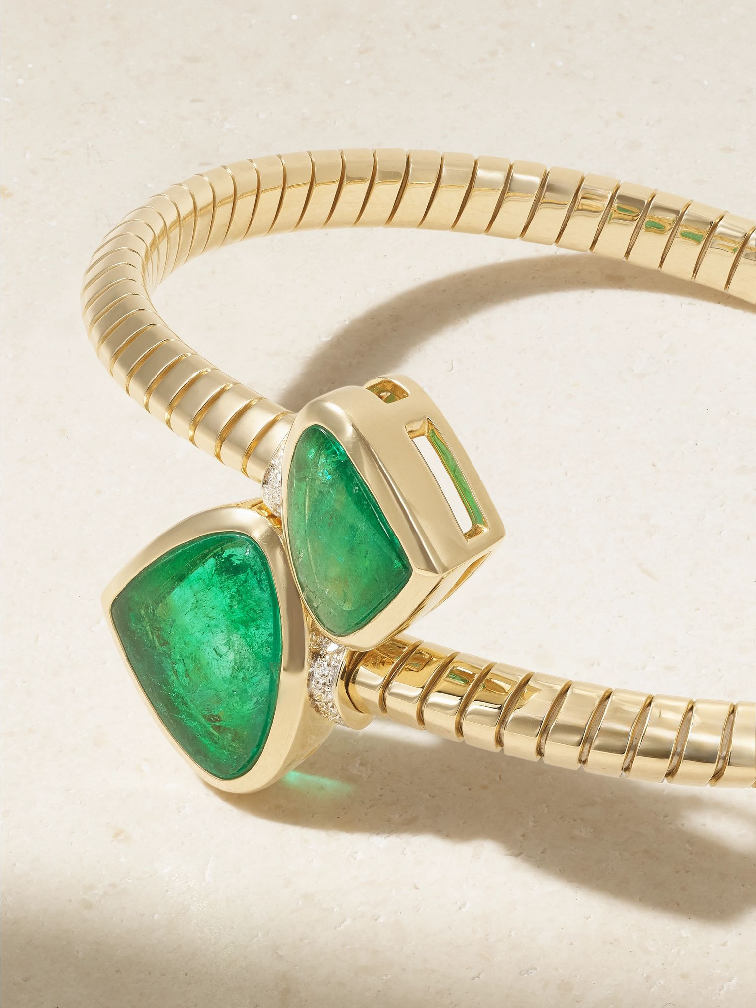 Trisolina Muzo 18-karat gold, emerald and diamond bangle Green - 3