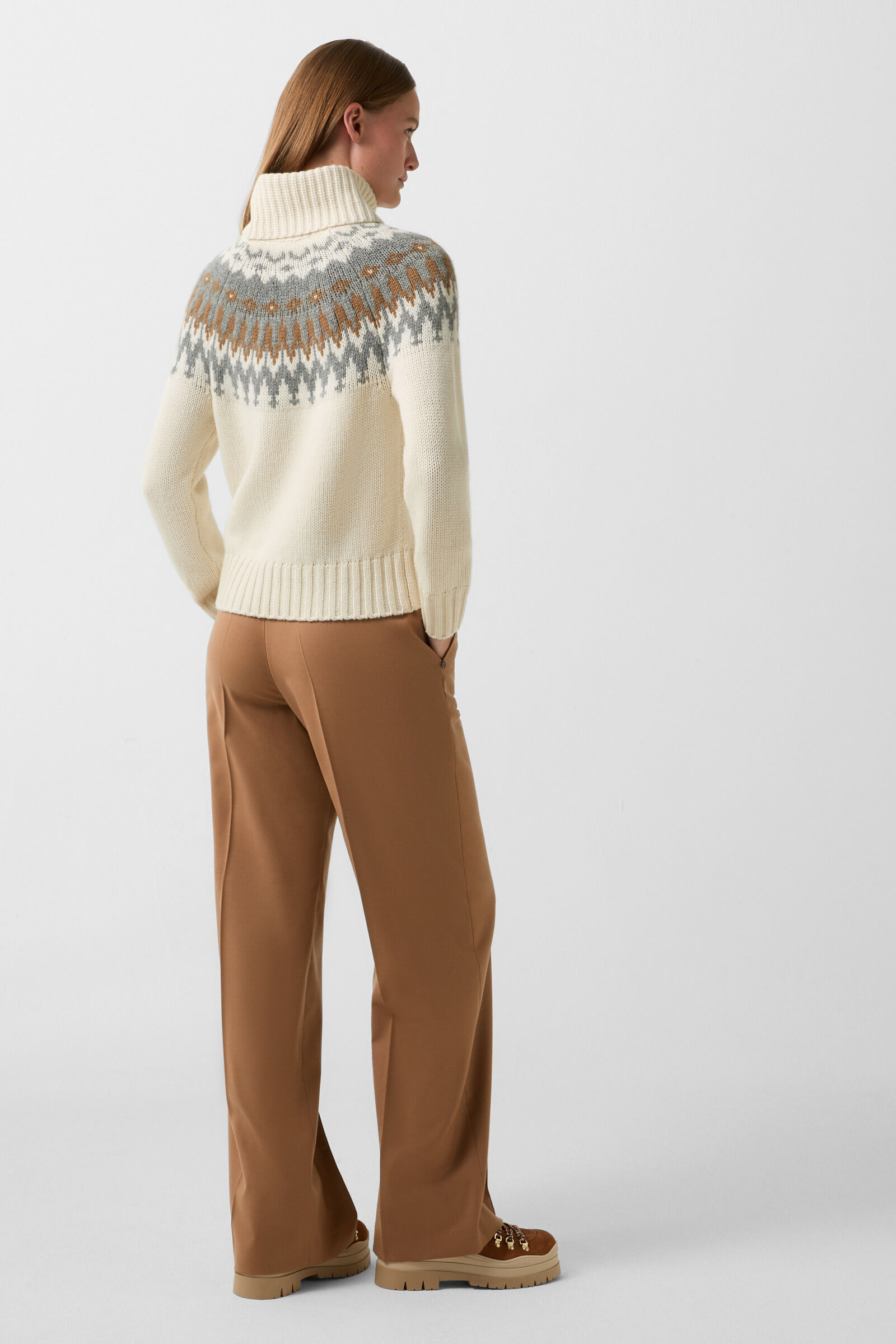 Norwegian pullover Ingrid in Cream/Grey/Hazel - 3