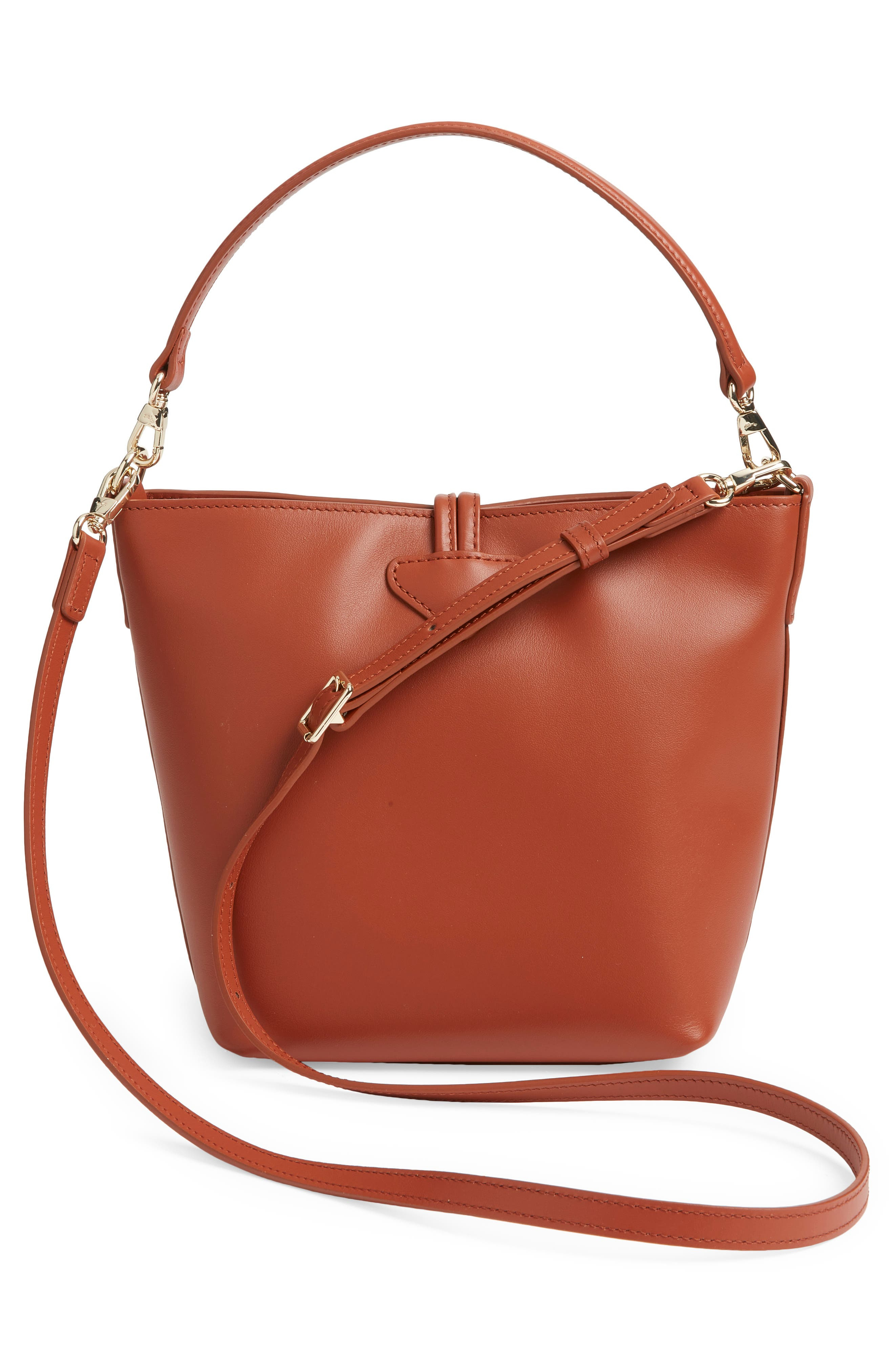Longchamp Extra Small Le Roseau Leather Bucket Bag in Bark at Nordstrom - 4