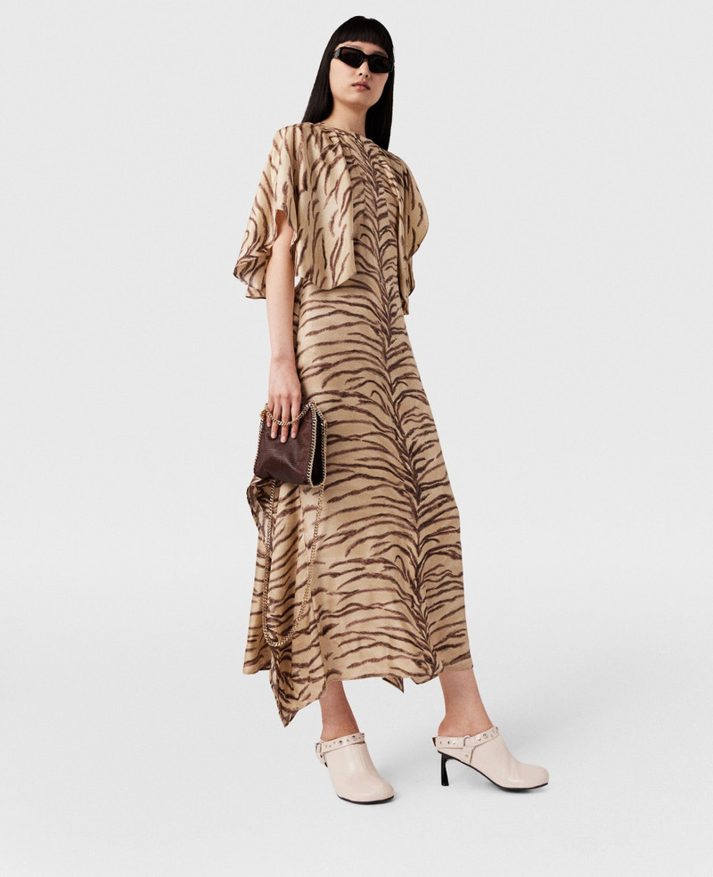 Tiger Print Puff Sleeve Maxi Dress - 1