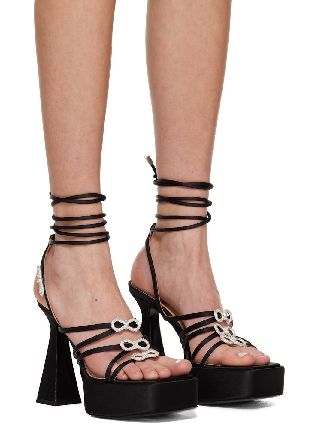 Black Bow Platform Sandals - 4
