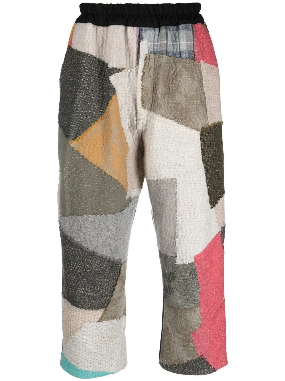 cropped patchwork trousers - 1