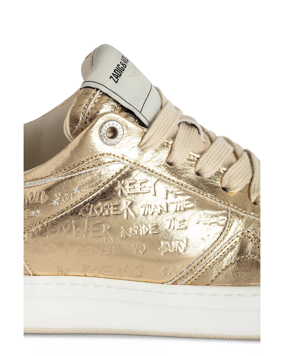 Women's Wings Vintage Metallic Gold Graffiti Sneakers - 5
