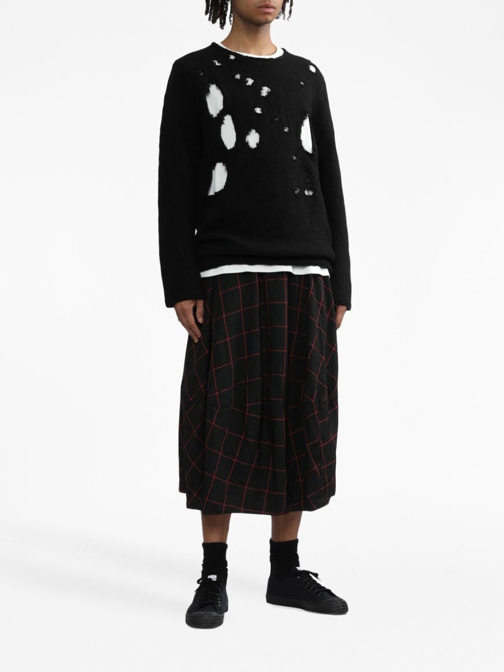distressed-effect wool jumper - 3
