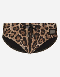 Dolce & Gabbana Leopard-print swim briefs with high-cut leg