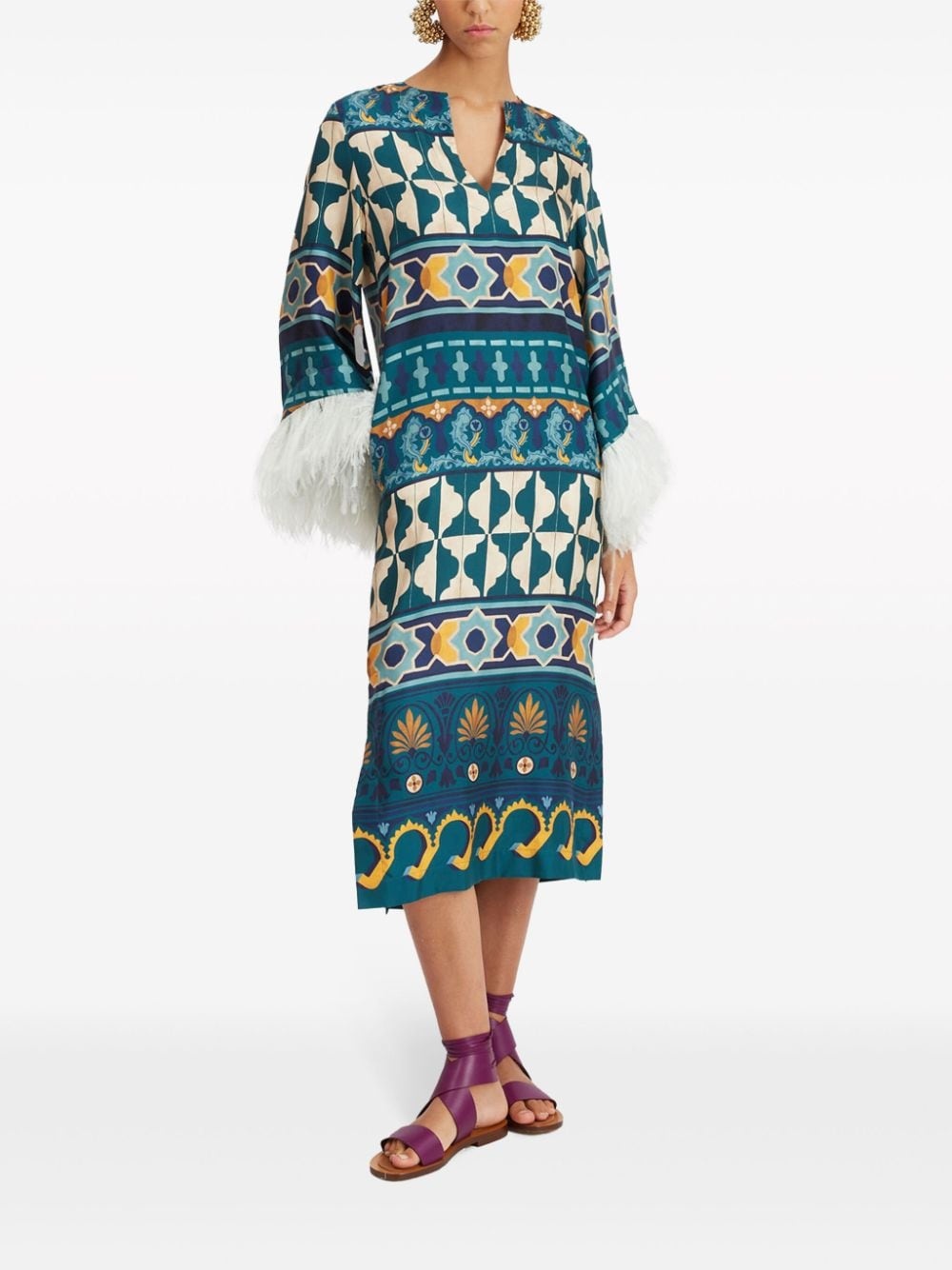 The Kaftan feather-trim dress - 2