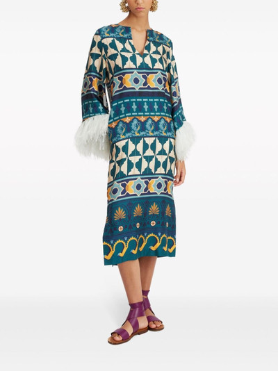 La DoubleJ The Kaftan feather-trim dress outlook