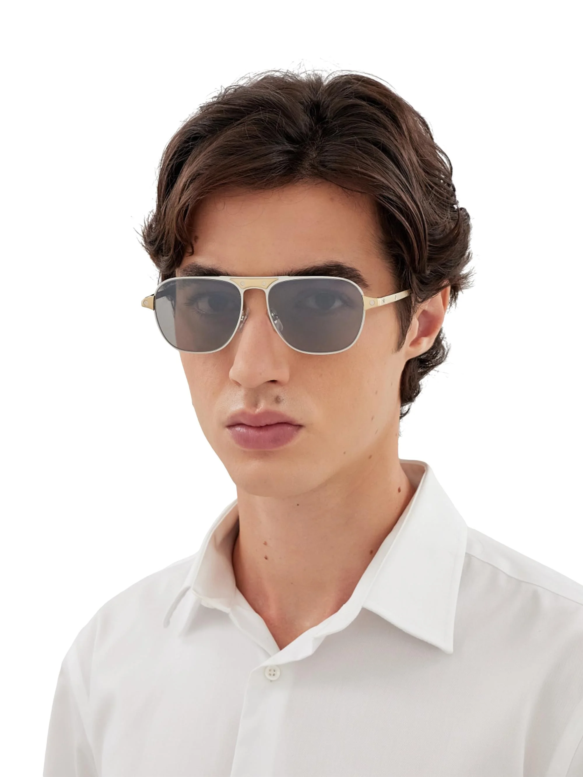 Men's Santos Evolution 58MM Navigator Sunglasses - Gold Silver - 1