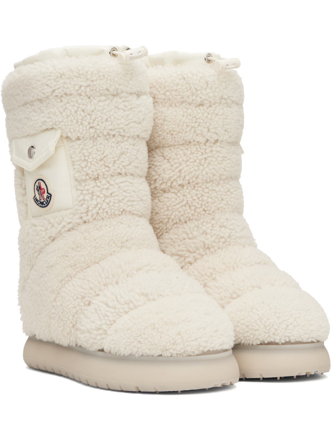 White Gaia Pocket Mid Shearling Boots - 4