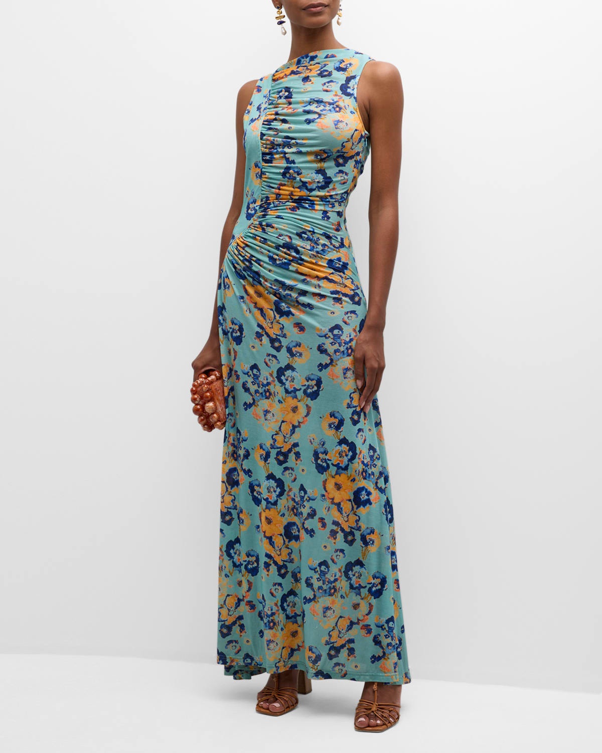 Livia Sleeveless Ruched Floral Maxi Dress - 4