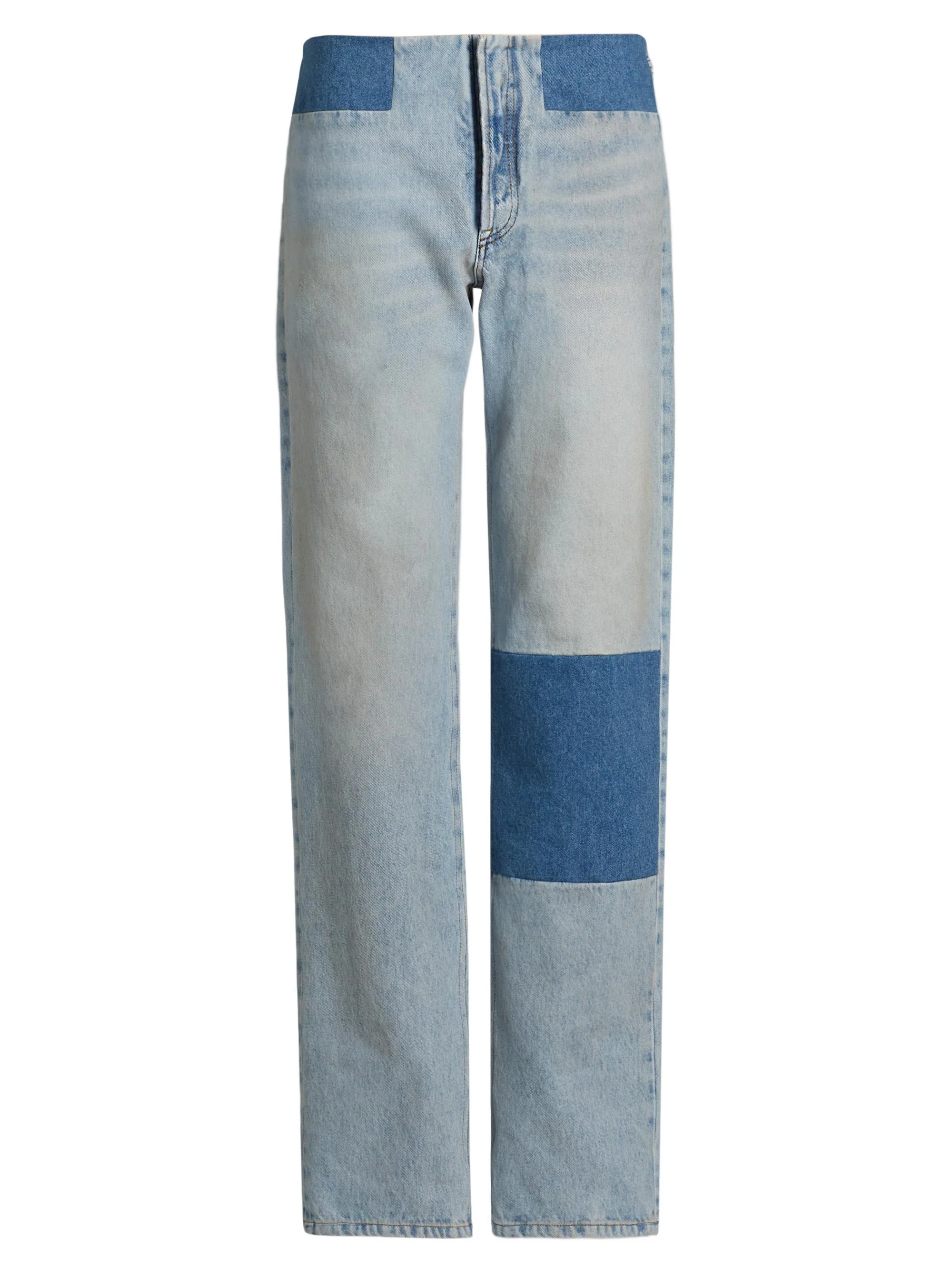 Women's Patchwork Denim Pants - Medium Blue - 1