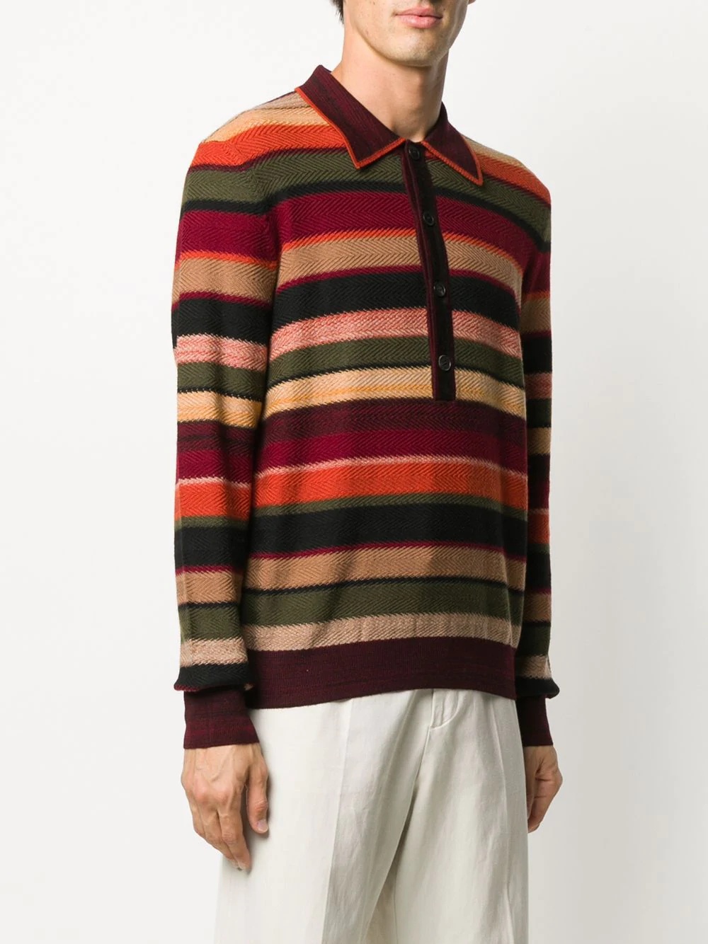 striped polo shirt sweater  - 3