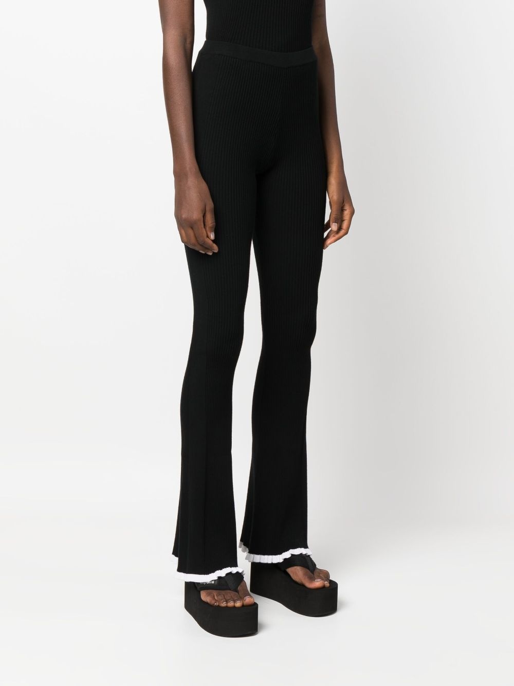 intarsia-knit logo high-waisted trousers - 3