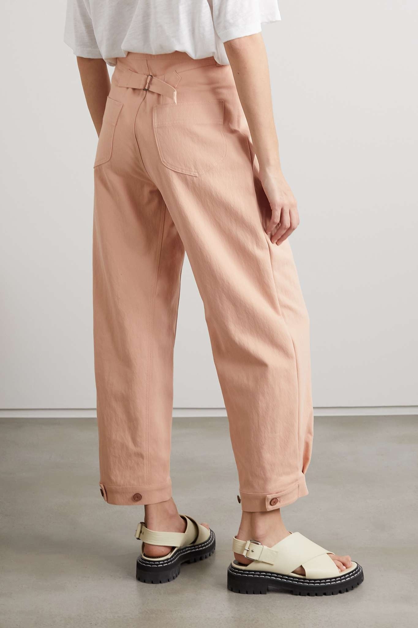 Cropped cotton-blend straight-leg pants - 4