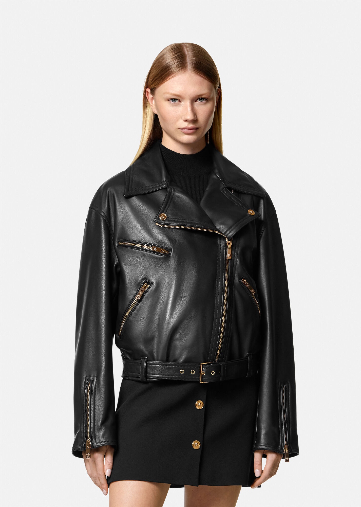 VERSACE Leather Biker Jacket, versace