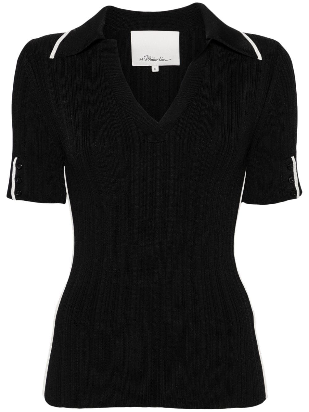 V-neck ribbed polo shirt - 2