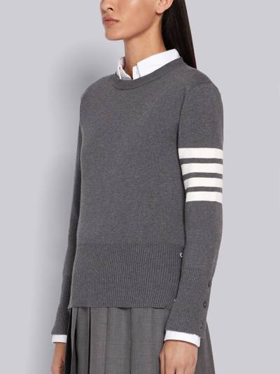 Thom Browne Medium Grey Cotton Crepe Milano Stitch Crewneck 4-Bar Pullover outlook