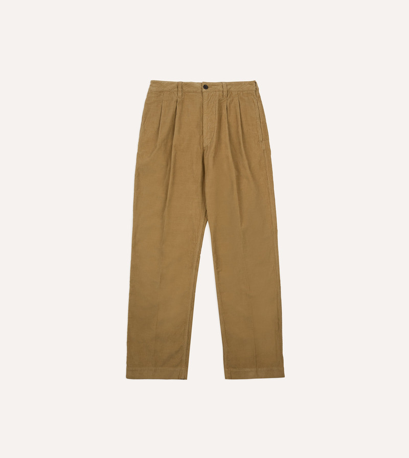 Sand Cotton Corduroy Wide Leg Double Pleat Chino 1